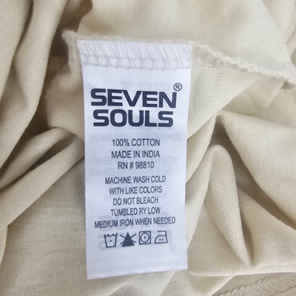 NEW Seven Souls Savage Balanced Chaos Beige Graphic Tee T-Shirt Size M 4062 - Picture 7 of 12